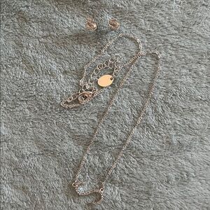 “S” initial Silver necklace and earrings Jewelry Set